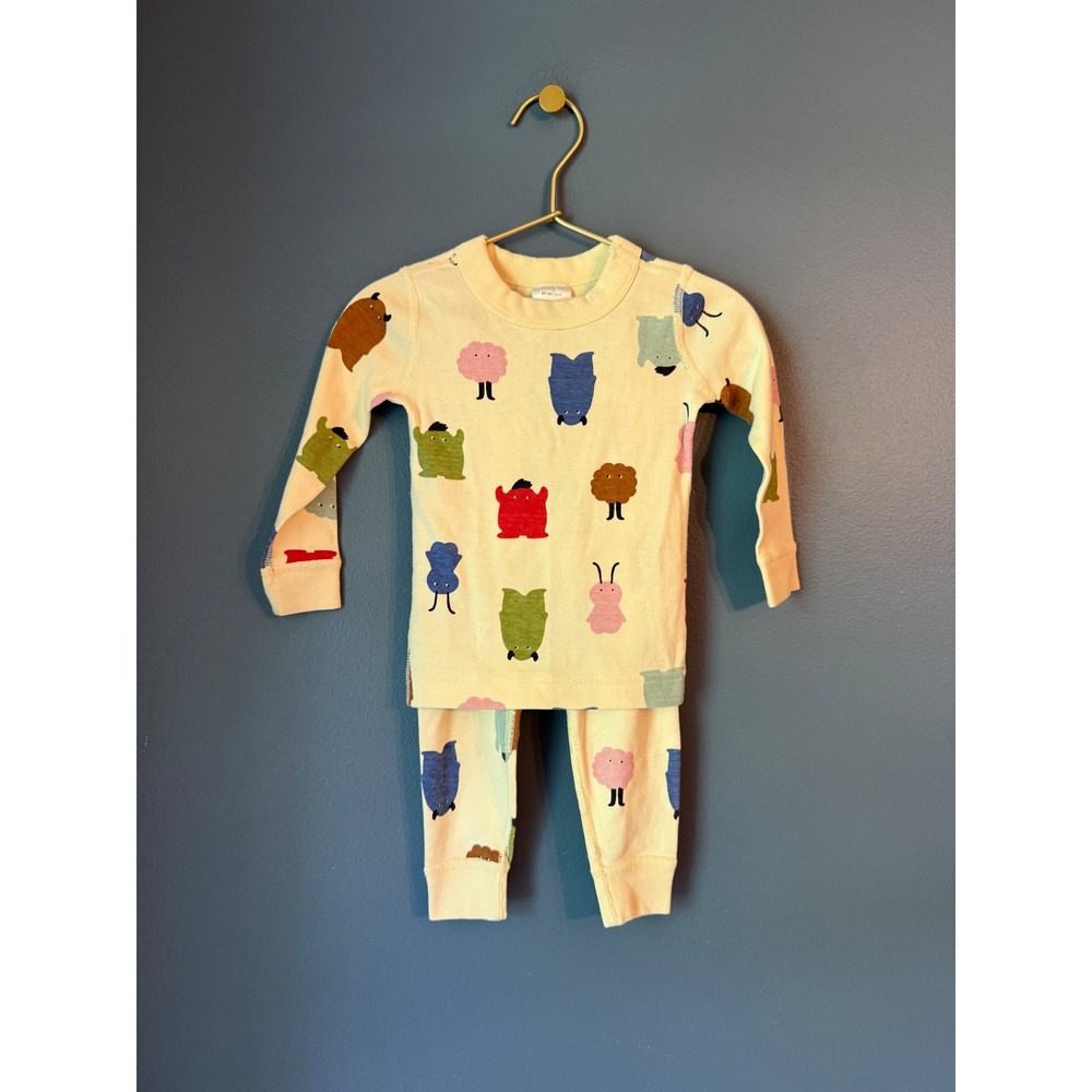 Hanna Andersson 2T Monster Print Organic Cotton Pajama Set Snug Fit